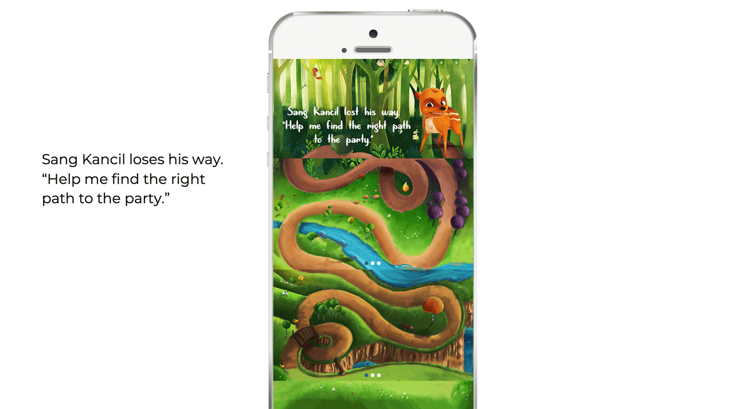 Help Sang Kancil to find the right path by swiping left or right